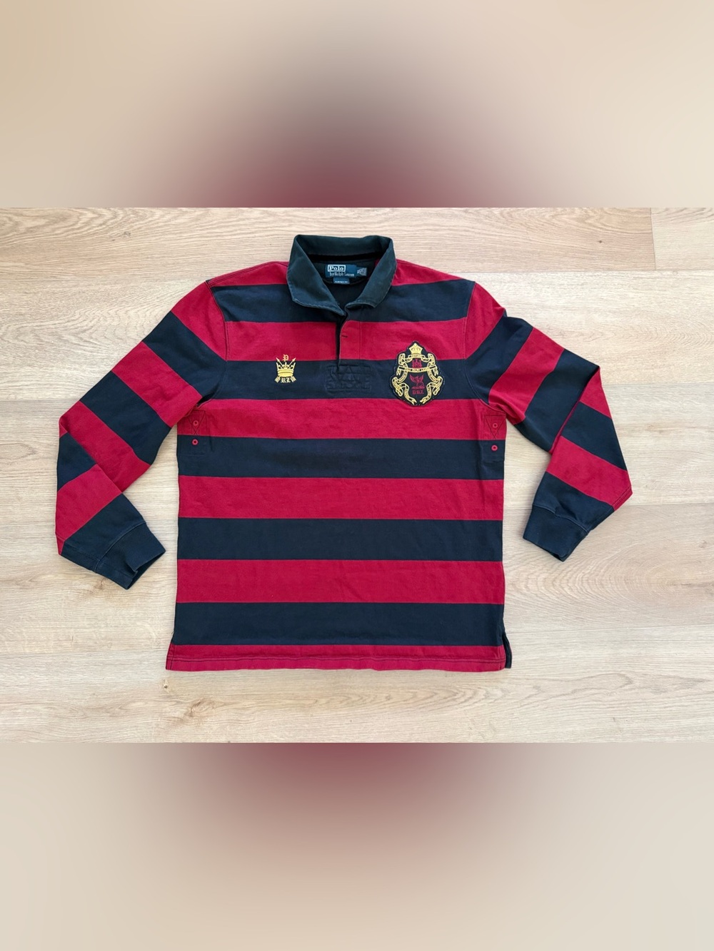 Vintage Polo Ralph Lauren Men’s XL Big #5 Crest Rugby Shirt Red Black